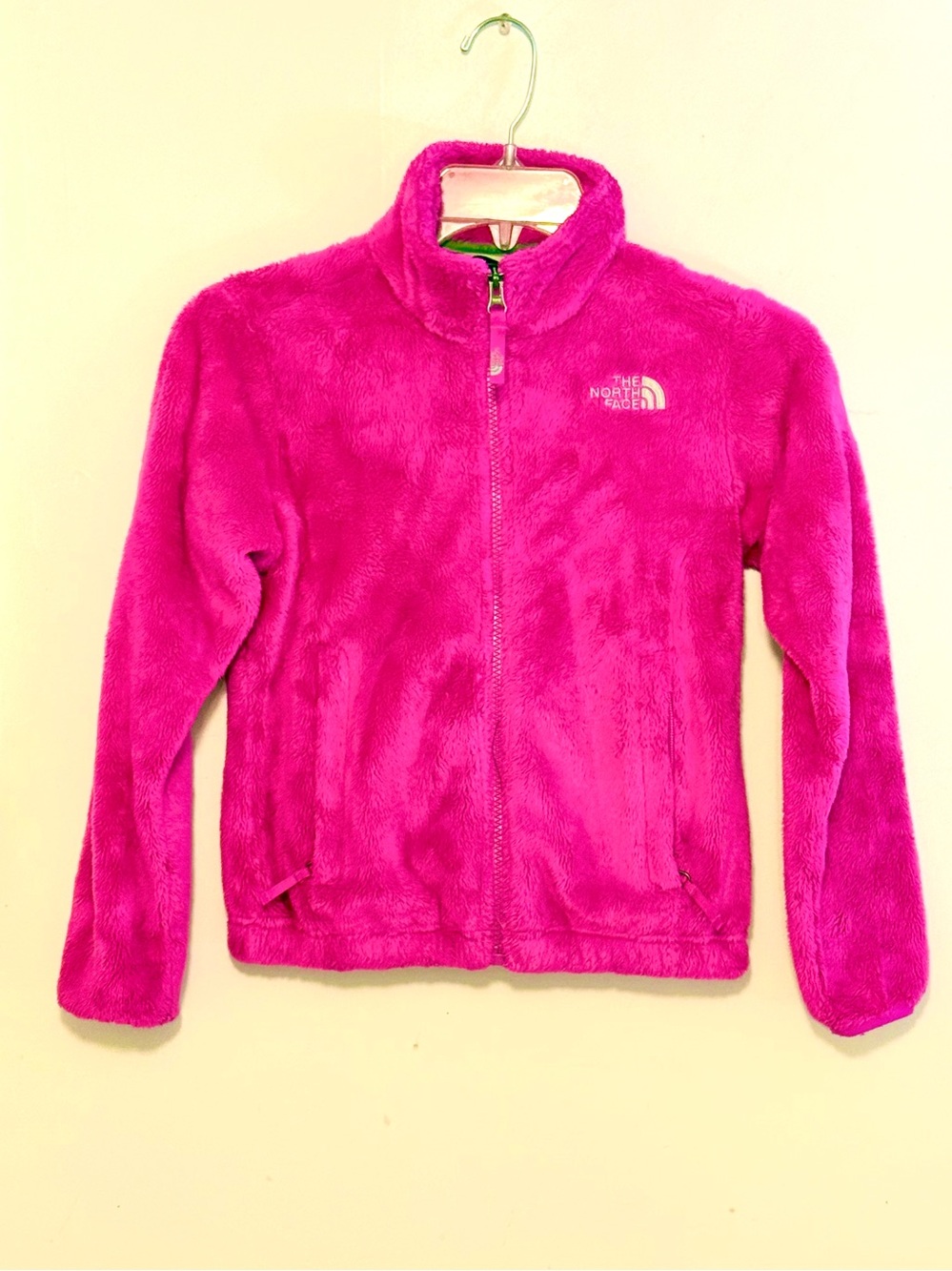 Girls The North Face Plush Fleece Jacket in Hot Pink